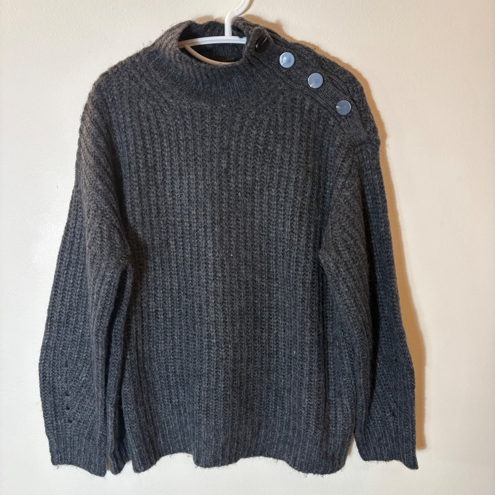 J. Crew Alpaca-Blend Turtleneck Sweater with Shoulder Buttons Size Medium